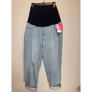 Isabel Maternity by Ingrid & Isabel Boyfriend Jeans Light Wash Distressed 18 NEW